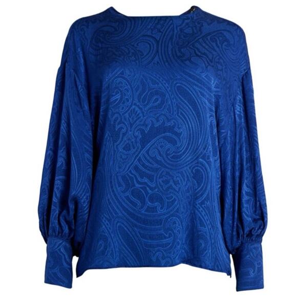 Etro Tops - Etro Paisley Silk Puff Sleeve Blouse in Blue Size 38 (IT)/Small